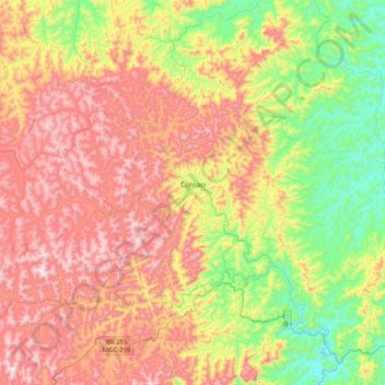 Mapa topográfico Coroaci, altitude, relevo