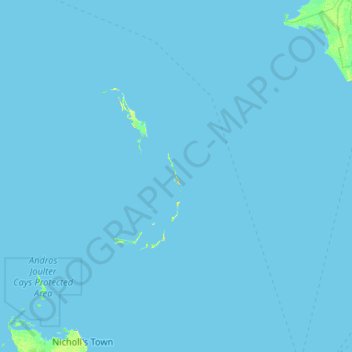 Mapa topográfico Berry Islands, altitude, relevo