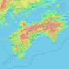 Mapa topográfico Shikoku, altitude, relevo