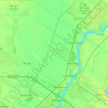Mapa topográfico Rural Municipality of West St. Paul, altitude, relevo