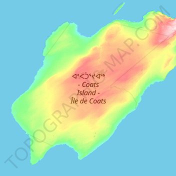 Mapa topográfico Coats Island, altitude, relevo