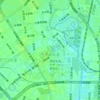 Mapa topográfico 九里堤街道, altitude, relevo