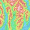 Mapa topográfico Coquitlam Watershed, altitude, relevo