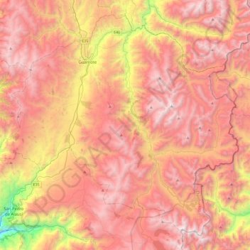 Mapa topográfico Guamote, altitude, relevo