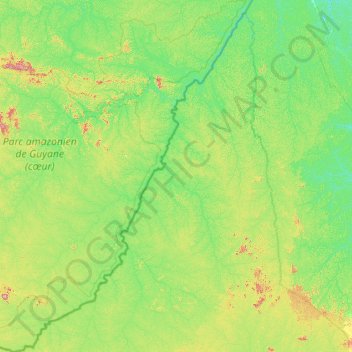 Mapa topográfico Camopi, altitude, relevo