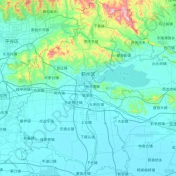 Mapa topográfico 蓟州区, altitude, relevo