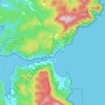 Mapa topográfico Eaglehawk Neck, altitude, relevo