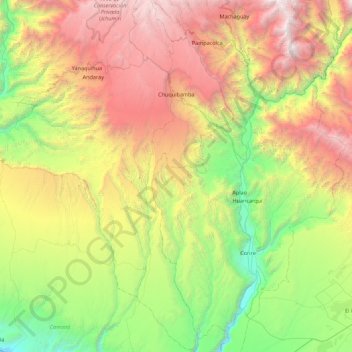 Mapa topográfico Chuquibamba, altitude, relevo