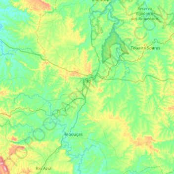 Mapa topográfico Irati, altitude, relevo