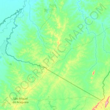 Mapa topográfico Araguaçu, altitude, relevo