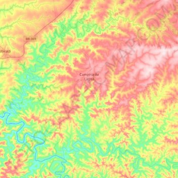 Mapa topográfico Campina da Lagoa, altitude, relevo