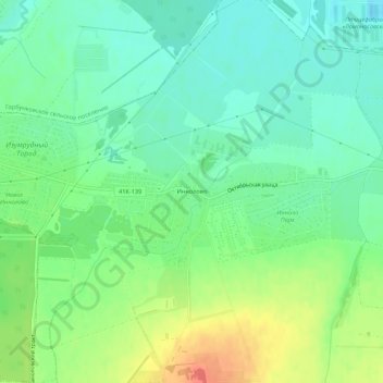 Mapa topográfico Иннолово, altitude, relevo