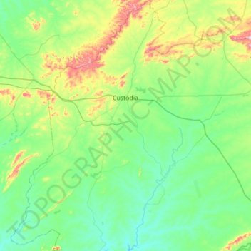 Mapa topográfico Custódia, altitude, relevo