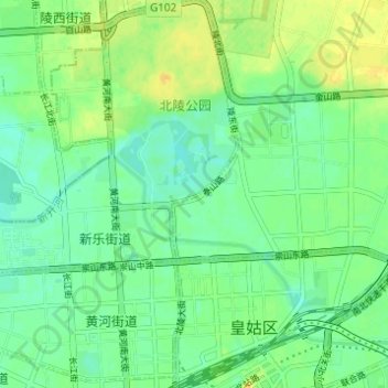 Mapa topográfico Shenyang, altitude, relevo