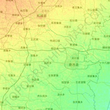 Mapa topográfico 鹿邑县, altitude, relevo