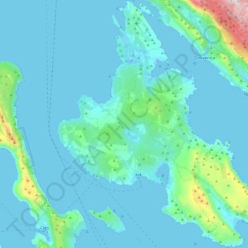 Mapa topográfico Krk, altitude, relevo