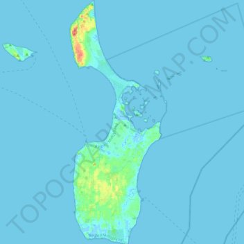 Mapa topográfico Samsø, altitude, relevo