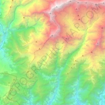 Mapa topográfico Ghandruk, altitude, relevo