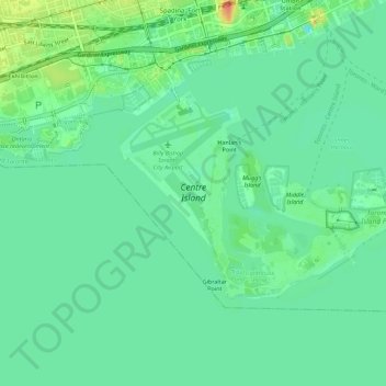 Mapa topográfico Toronto Island, altitude, relevo