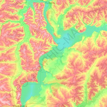 Mapa topográfico Kuibyschewer Stausee, altitude, relevo