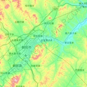 Mapa topográfico 双塔区, altitude, relevo