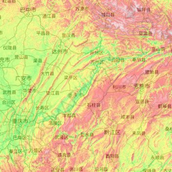 Mapa topográfico 三峡水库, altitude, relevo