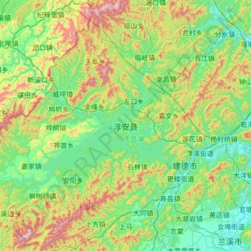Mapa topográfico Chun’an, altitude, relevo