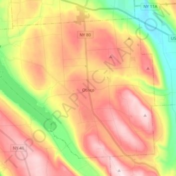 Mapa topográfico Town of Otisco, altitude, relevo