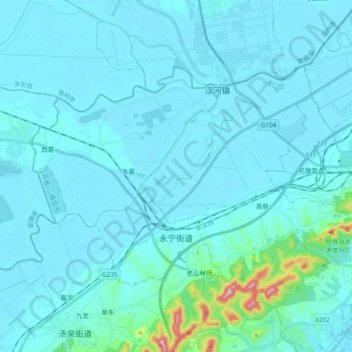 Mapa topográfico 永宁街道, altitude, relevo
