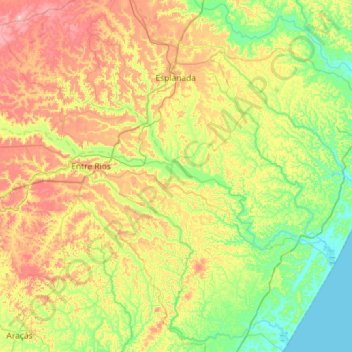 Mapa topográfico Esplanada, altitude, relevo