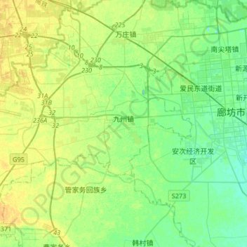 Mapa topográfico 九州镇, altitude, relevo