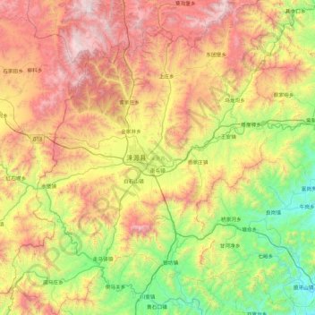 Mapa topográfico 涞源县, altitude, relevo