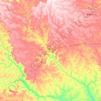 Mapa topográfico Jataí, altitude, relevo