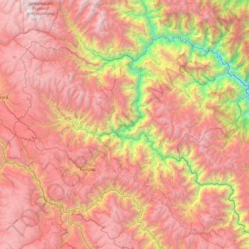 Mapa topográfico Tayacaja, altitude, relevo