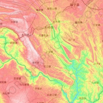 Mapa topográfico 关岭布依族苗族自治县, altitude, relevo