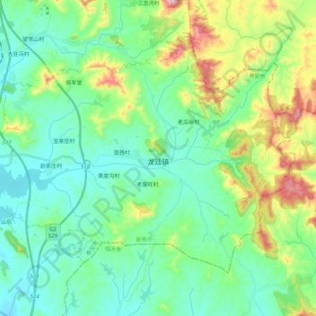 Mapa topográfico 龙廷镇, altitude, relevo