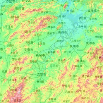 Mapa topográfico 赣江, altitude, relevo