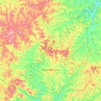 Mapa topográfico Resende Costa, altitude, relevo