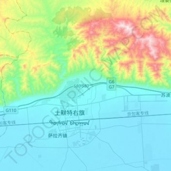 Mapa topográfico 沟门镇, altitude, relevo