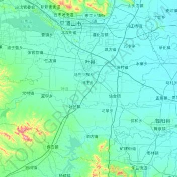 Mapa topográfico 叶县, altitude, relevo