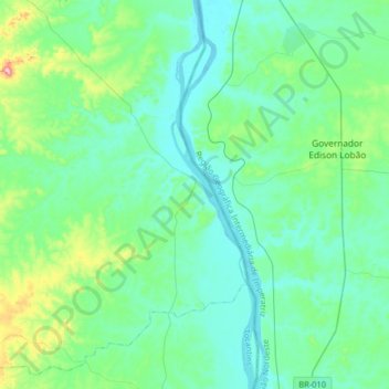 Mapa topográfico Itaguatins, altitude, relevo