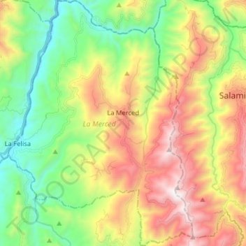 Mapa topográfico La Merced, altitude, relevo