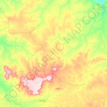 Mapa topográfico São Francisco de Assis do Piauí, altitude, relevo