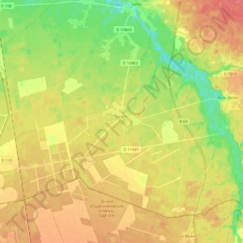 Mapa topográfico Lugos, altitude, relevo