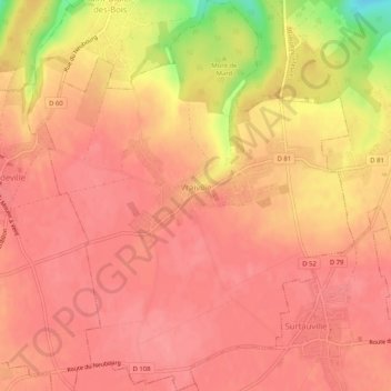 Mapa topográfico Vraiville, altitude, relevo
