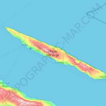 Mapa topográfico Ilha de São Jorge, altitude, relevo