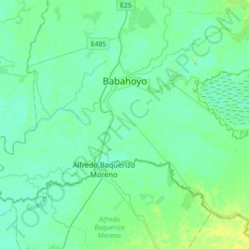 Mapa topográfico Babahoyo, altitude, relevo