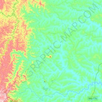 Mapa topográfico Estrela do Indaiá, altitude, relevo