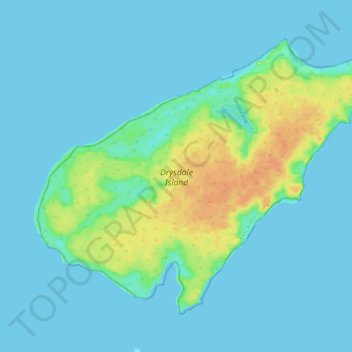 Mapa topográfico Drysdale Island, altitude, relevo