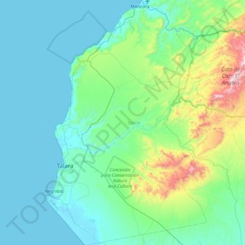 Mapa topográfico Talara, altitude, relevo
